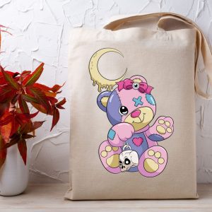 Cute Pastel Goth Teddy Tote Bag