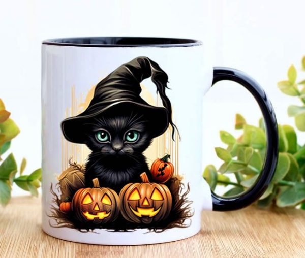 Cute Halloween Black Cat Mug